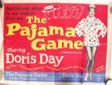 RARE DORIS DAY ' THE PYJAMA GAME ' EARLY BRITISH QUAD CINEMA POSTER