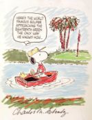CHARLES M SCHULZ - PEANUTS - CHARLIE BROWN & SNOOPY HAND SIGNED PRINT