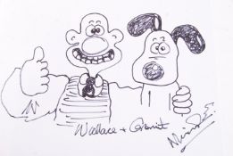 RARE LARGE WALLACE & GROMIT NICK PARK SIGNED SKETCH