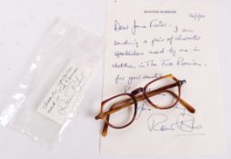 RARE TWO RONNIES RONNIE BARKER PAIR OF SPECTACLES AND LETTER