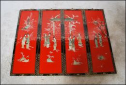 A set of 4 mid century Japanese hanging panels, ea