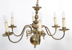 A 19th century style brass six branch ceiling chan