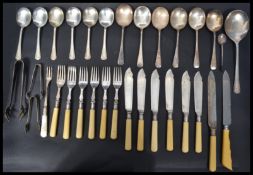 A silver hallmarked collared fish service cutlery