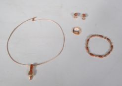 A 14ct gold demi-parure set consisting of necklace