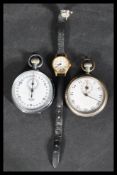 A vintage Tag Heuer stop watch pocket watch along with another swiss made example and a vintage