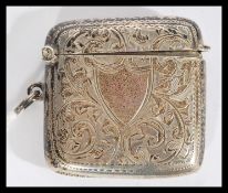 An early 20th century silver hallmarked vesta case by John Rose  bearing hallmarks for Birmingham