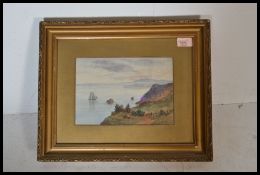 A 19th century Victorian Cornish / Devon school watercolour painting depicting a sailing ship at