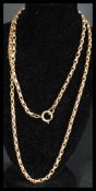 A 9ct gold belcher chain necklace having a spring hoop clasp. Marked 9ct tests 9ct gold. Measures 25
