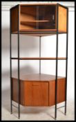 A retro 20th century teak wood and metal modular corner shaped wall system - sideboard  bookcase