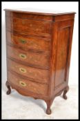 Hardwood and brass inlaid bow fronted chest of fiv