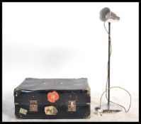 A mid century retro Italian anglepoise light with conical shade together with a vintage steamer