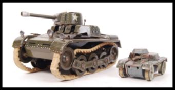 An original vintage Gama tinplate toy large tank together with a smaller British made tinplate