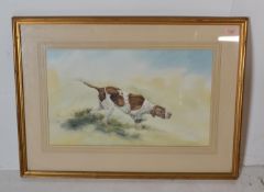 JENNIFER BELL, A good watercolour painting study of a liver coloured dog - pointer setter being