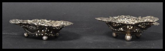 A pair of matching silver hallmarked fret pierced