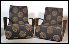 A pair of ' Neo ' style contemporary art deco revival easy / lounge / accent / club chairs /