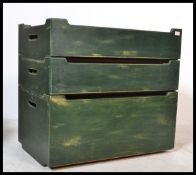 A retro 20th Century painted modular three sectional chest of graduating drawers originally retailed