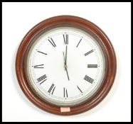 A 19th century Victorian mahogany station clock with Bristol, Conn Usa label verso set with a quartz