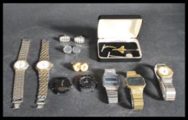 A collection of vintage watches and cuff links to include Concorde examples. Watches to include