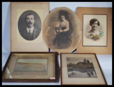 A collection of 19th Century portrait photographs together with a framed and glazed photograph
