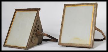 A pair of vintage 20th Century photographic dark room lights, of angular boxed form with securing