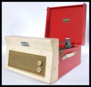 A vintage 20th Century two tone portable Dansette Major De Lux 21 record player, BSR four speed