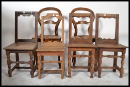 A set of four 19th Century French oak panel dining chairs together with two bergere style dining