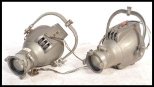 A pair of vintage 20th Century theatre / stage lights possibly by strand lighting of usual form,