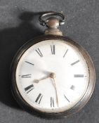 A silver hallmarked open faced pocket watch, fitted with a key wind fusee movement,the case with