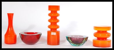 A good collection of studio art glass dating from the mid century to 1970's. To include Murano