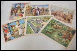 A set of thirteen mid 20th Century school education posters featuring historical images of ages gone