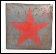 A vintage mid 20th century retro metal painted panel of Soviet Union Russian Red Star sign /