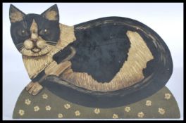 A 19th century Victorian carved wooden panel paint