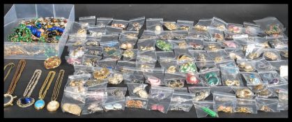 A large collection of vintage costume jewellery to include many pairs of vintage dress clips ,