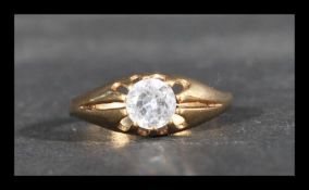 A hallmarked 9ct gold ring set with a large CZ stone. Hallmarked Sheffield. Weight 2.2g. Size S.