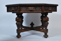 A Victorian 19th century solid oak octagonal dinin