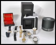 A group of vintage gents watches to include Citizen x3 , Uno , Lorus , Limit , Sekonda , Nicolet