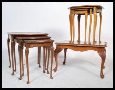 2 antique style 20th century mahogany nests of tables. Each with cabriole legs and shaped