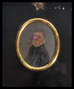A 19th century portrait miniature painting of a bo