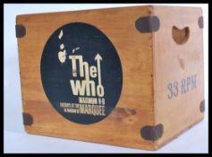 A vintage retro 20th century vinyl record storage box with logo for The Who. Measures 28 cm high, 34