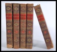 Camilla, A Picture Of Youth, 5 volumes published 1802, gilt calf with red labels, family coat of