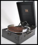 A vintage 20th Century Edwardian HMV His Masters Voice portable picnic gramophone Model 102 dating