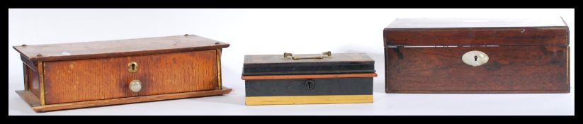 A 19th century rosewood workbox with mother of pea