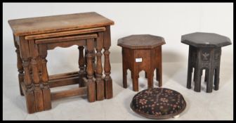A believed 18th century Indian Binaris occasional table of octagonal form having brass inlay