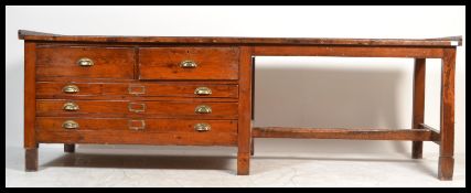 A large impressive early 20th century Industrial architects plan chest of drawers / desk