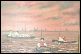 A framed oil on canvas retro 20th Century painting