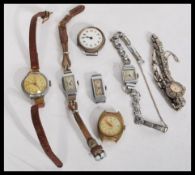 A group of vintage watches to include a silver hallmarked marcasite watch by Nivada , silver watch ,