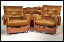 E Gomme for G-Plan - a vintage retro 20th century teak three piece suite consisting of three large