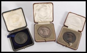 Three Joseph Fry 1728 - 1787 J S Fry & Sons Ltd Bicentenary 1928 medallions two bronze and one