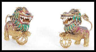 A pair of early 20th century Chinese cloisonne ena