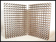 A pair of 20th century large cellar Farrow & Jackson style wine rack of galvanised metal and